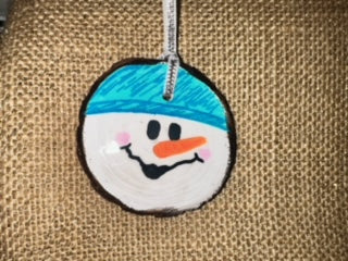Teal Snowman Wood Ornament