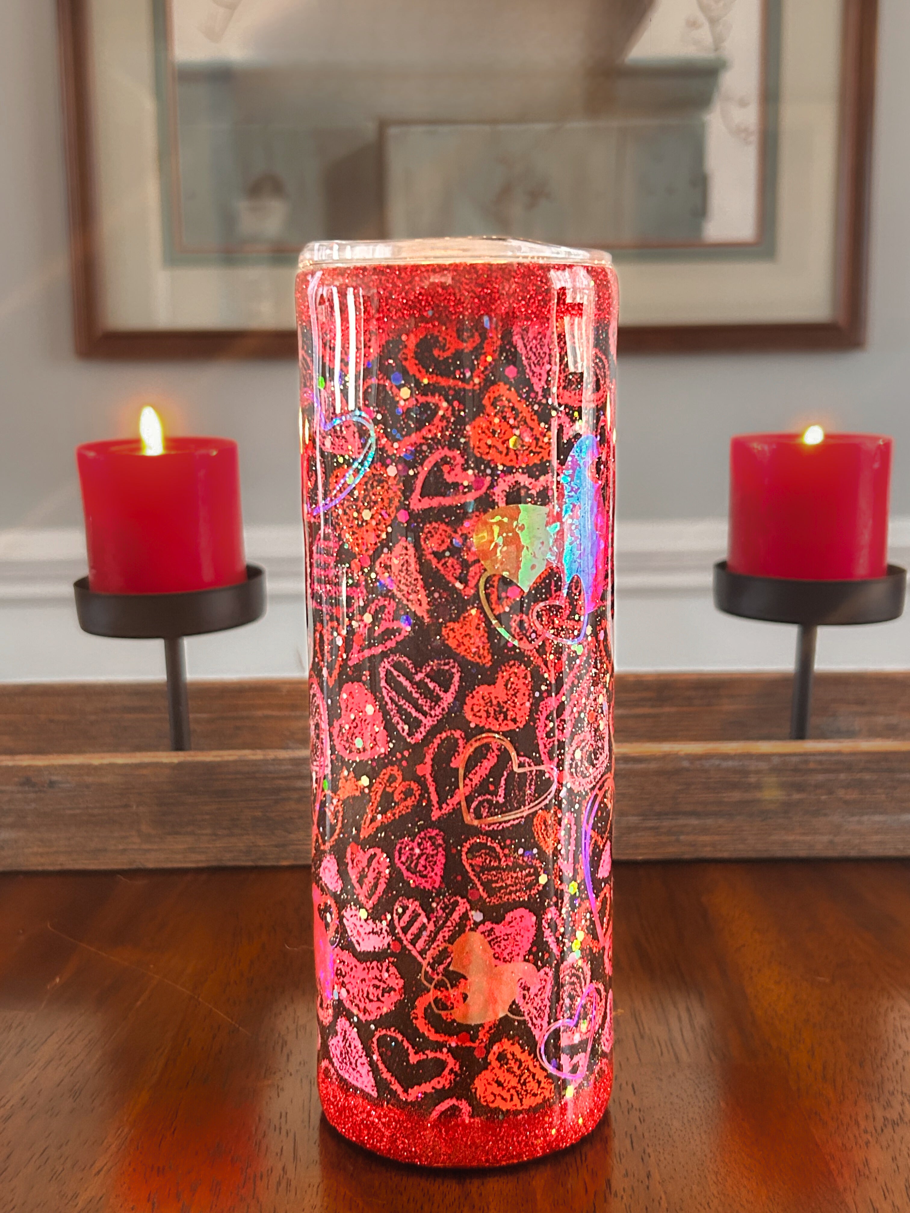 20oz Red and Black Valentines Tumbler