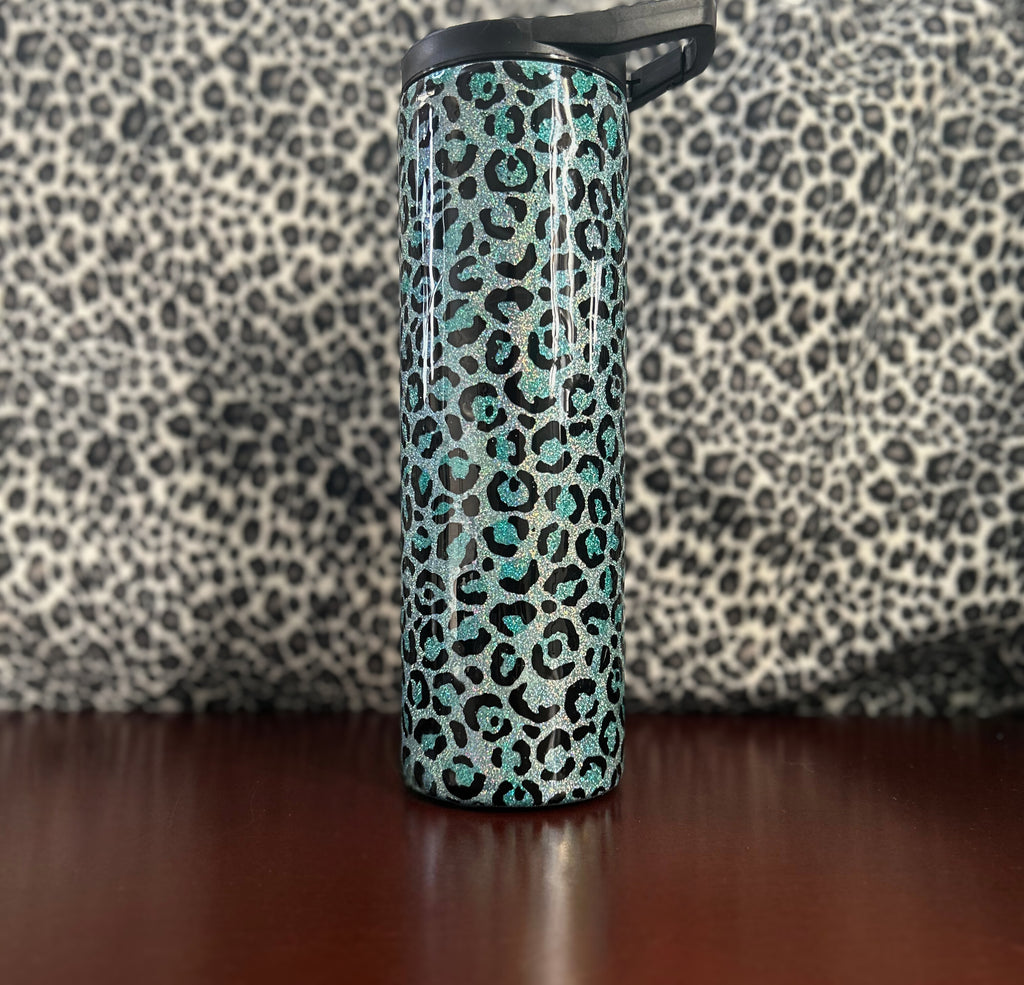 30oz Teal Leopard Tumbler