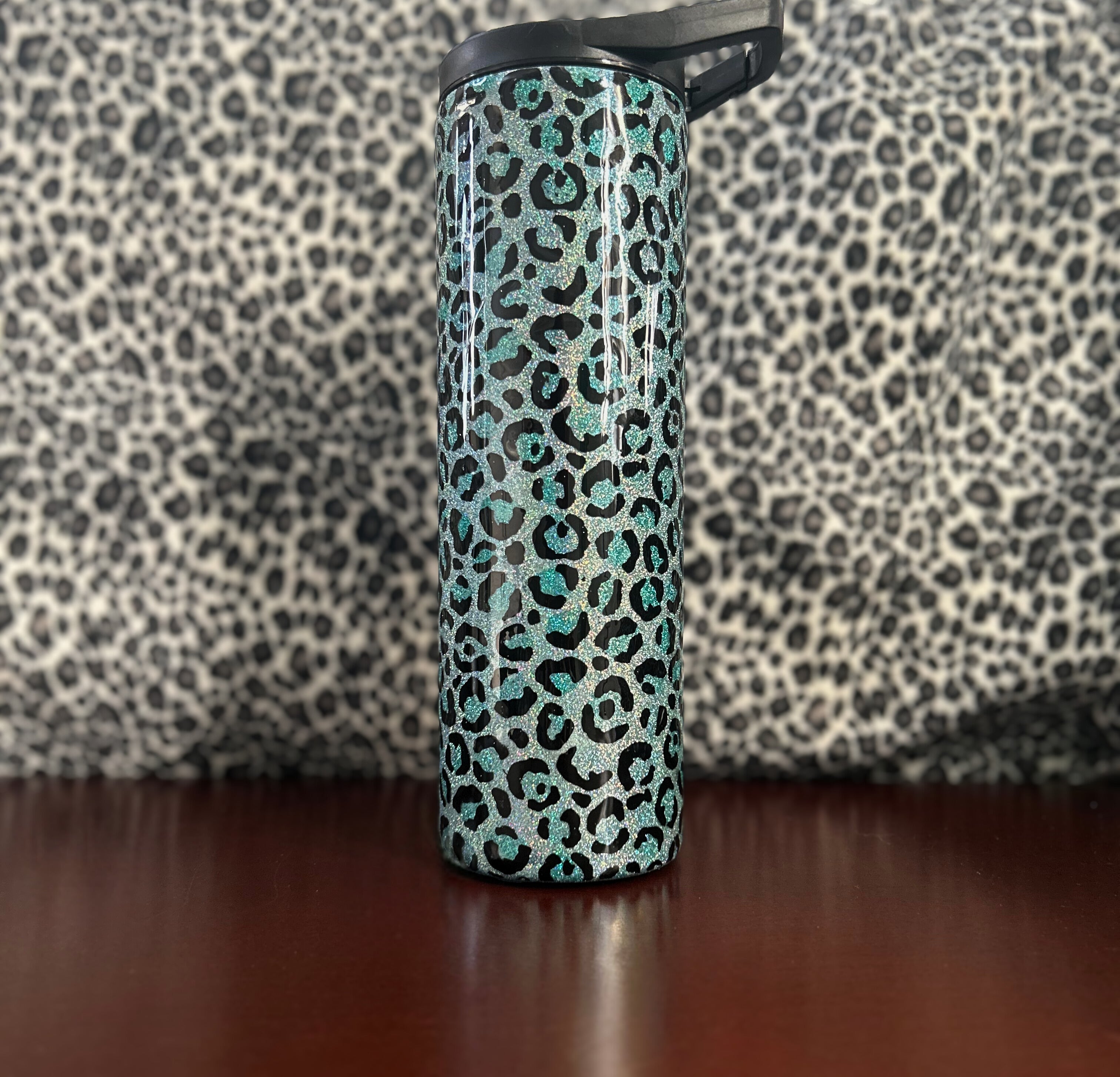 30oz Teal Leopard Tumbler