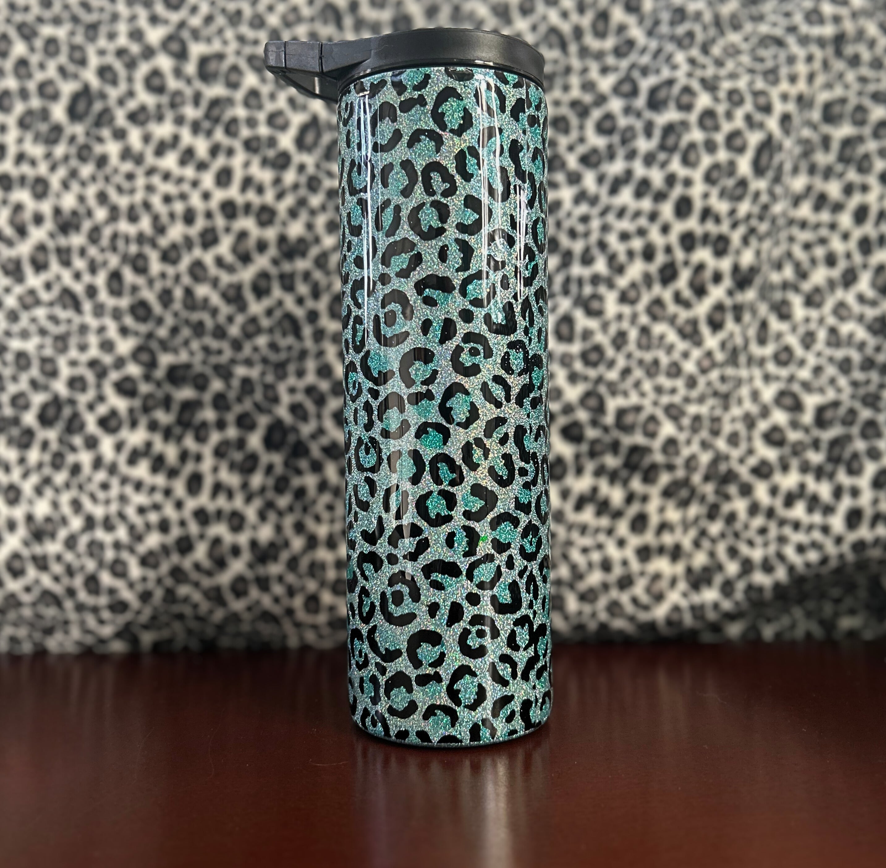 30oz Teal Leopard Tumbler