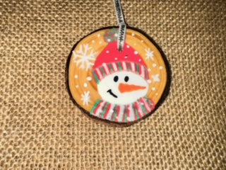 Red/Green Snowman Wood Ornament