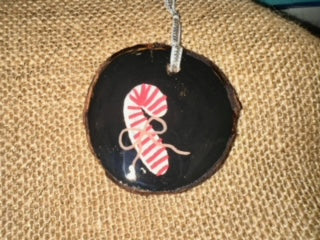 Candy Cane wood ornament