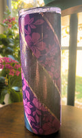 20oz Striped PURPLE Flower Tumbler