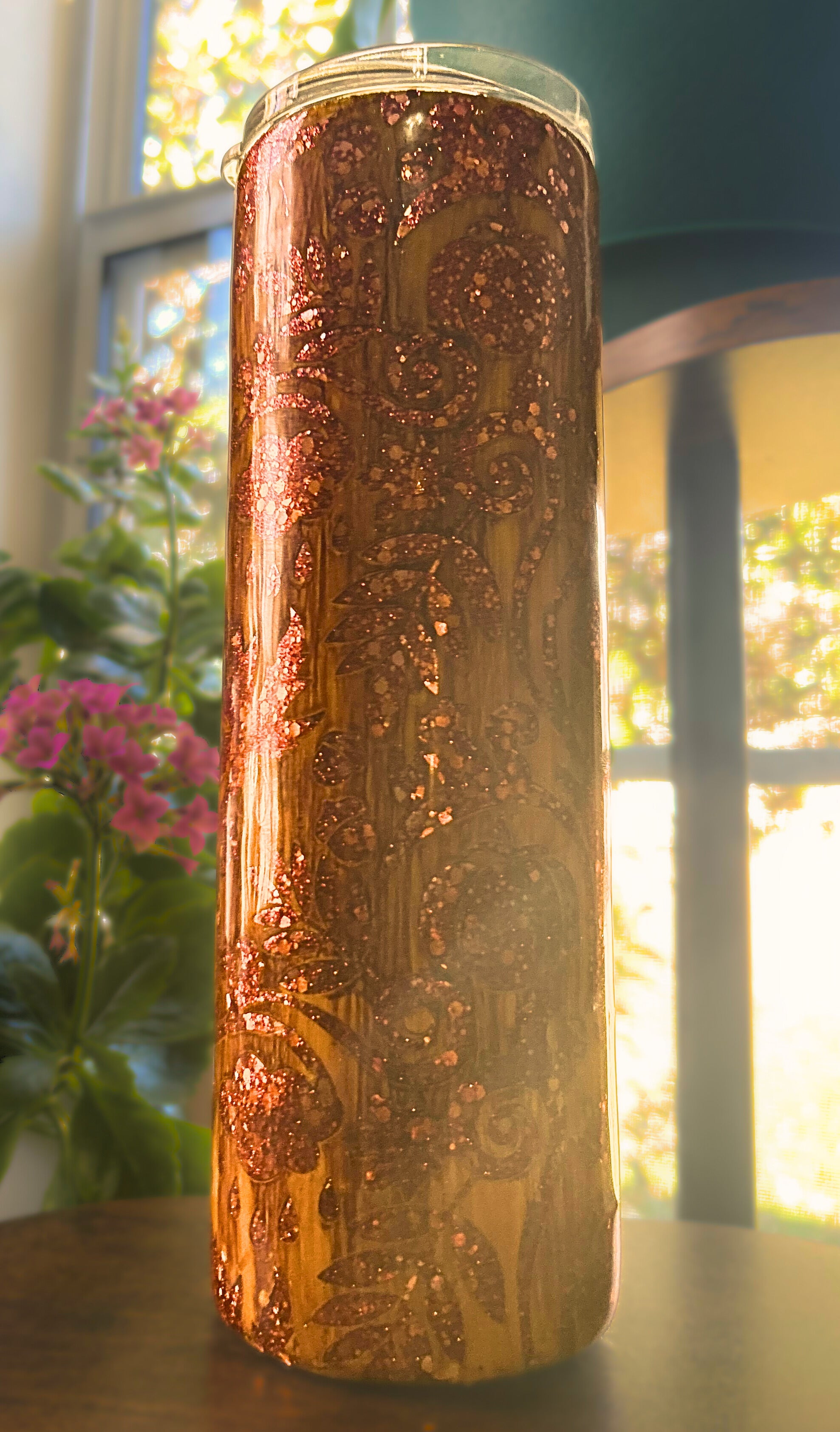 30oz Intricate Carved Wood Tumbler